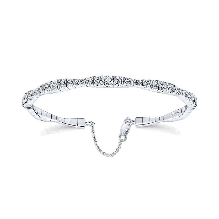 14k White Gold Diamond Bangle