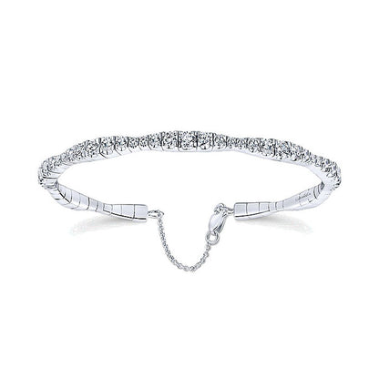 14k White Gold Diamond Bangle