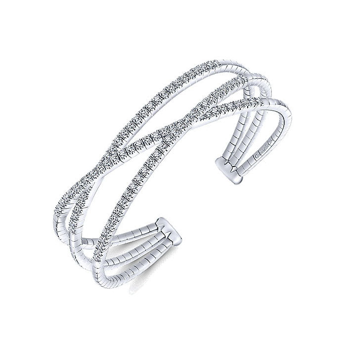 14k White Gold Diamond Bangle