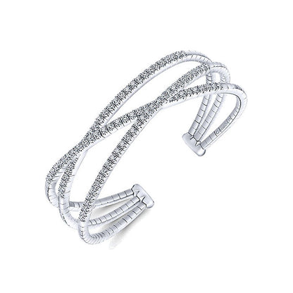 14k White Gold Diamond Bangle