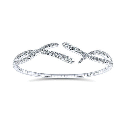 14k White Gold Diamond Bangle