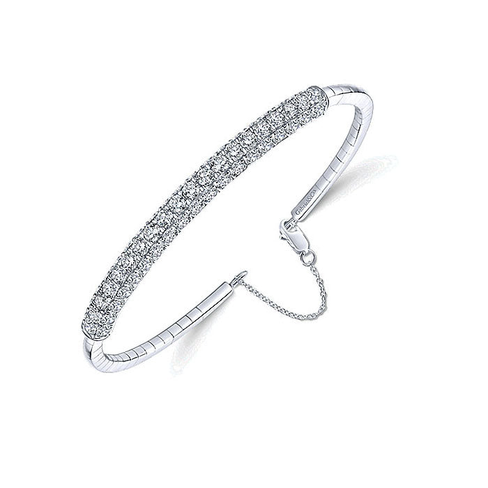 14k White Gold Diamond Bangle