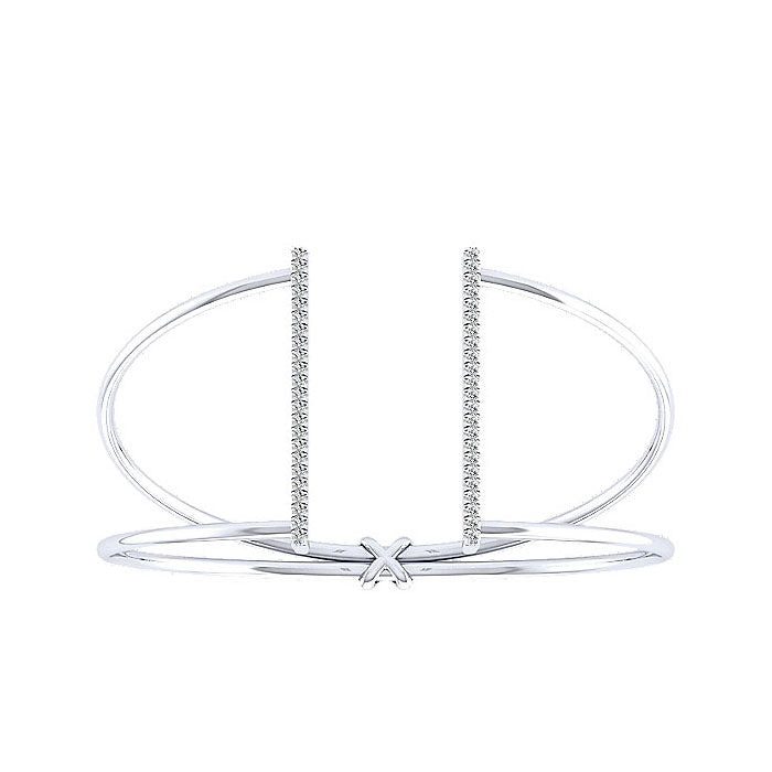 14k White Gold Diamond Bangle