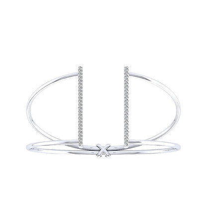 14k White Gold Diamond Bangle