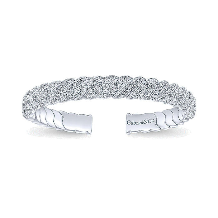 14k White Gold Diamond Bangle