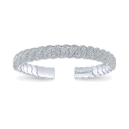 14k White Gold Diamond Bangle