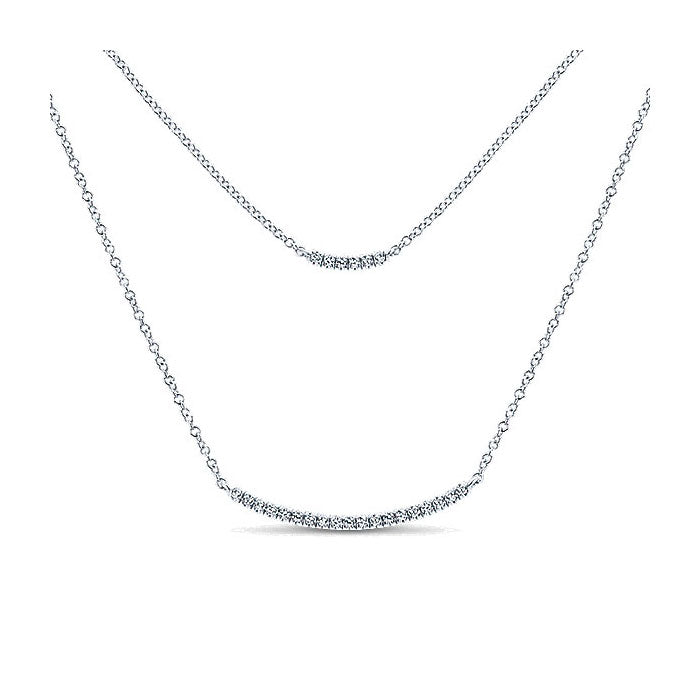 14k White Gold Diamond Bar Necklace