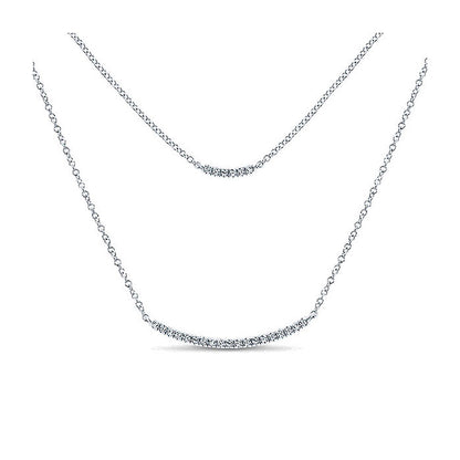 14k White Gold Diamond Bar Necklace
