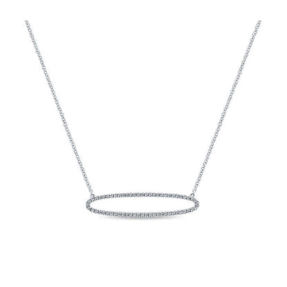 14k White Gold Diamond Bar Necklace