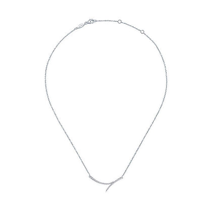 14k White Gold Diamond Bar Necklace