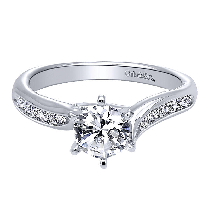 Engagement Ring 14k White Gold Diamond Bypass