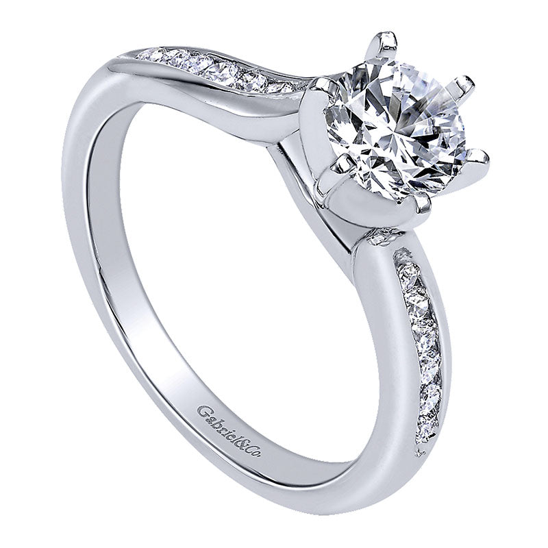 Engagement Ring 14k White Gold Diamond Bypass