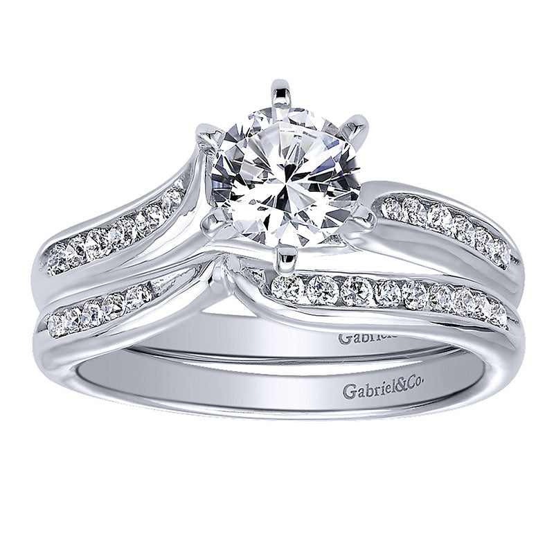 Engagement Ring 14k White Gold Diamond Bypass