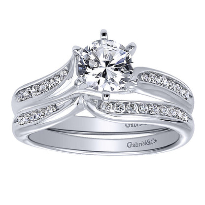 Engagement Ring 14k White Gold Diamond Bypass