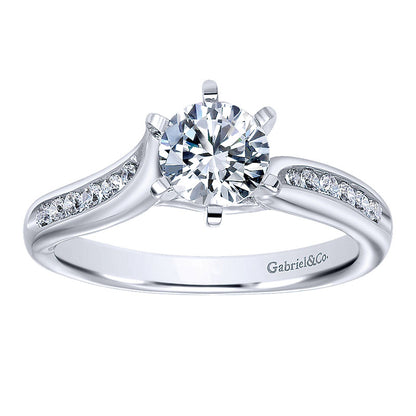 Engagement Ring 14k White Gold Diamond Bypass