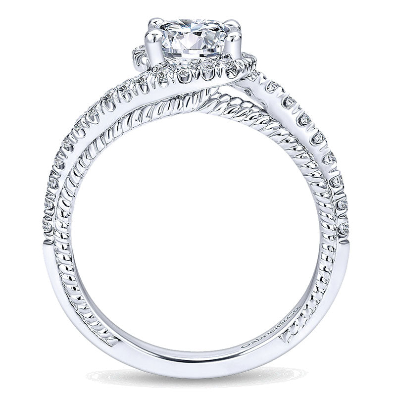 Engagement Ring 14k White Gold Diamond Bypass