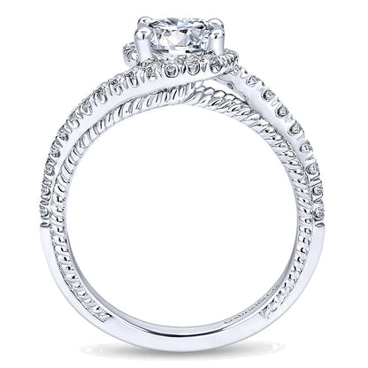 Engagement Ring 14k White Gold Diamond Bypass