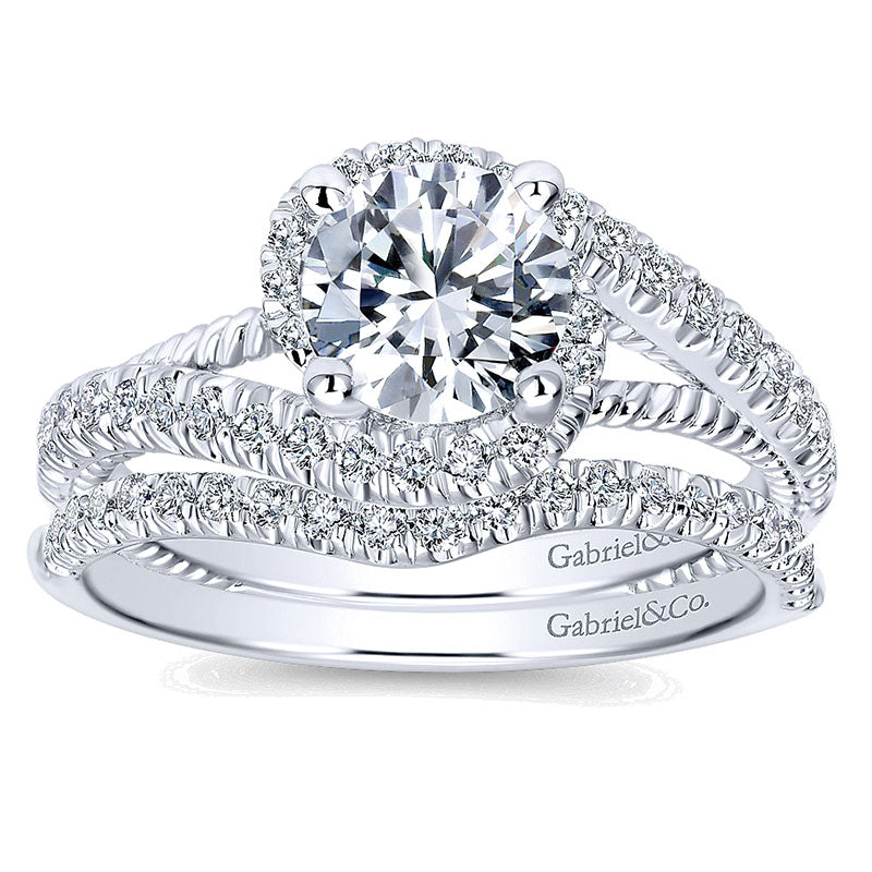 Engagement Ring 14k White Gold Diamond Bypass
