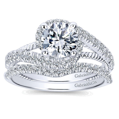 Engagement Ring 14k White Gold Diamond Bypass