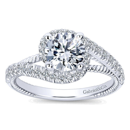 Engagement Ring 14k White Gold Diamond Bypass