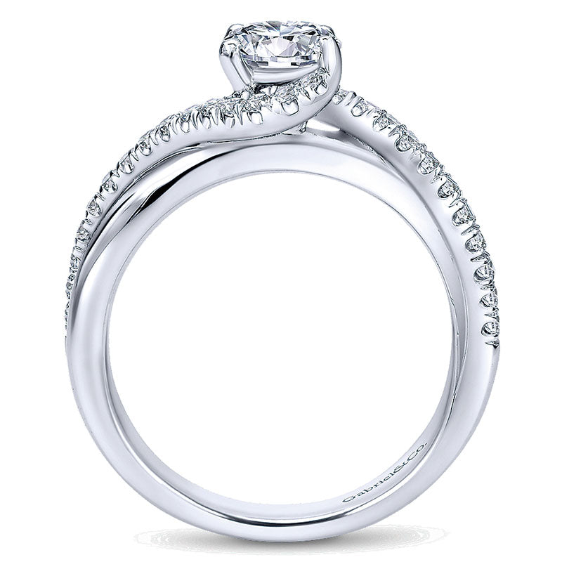 Engagement Ring 14k White Gold Diamond Bypass