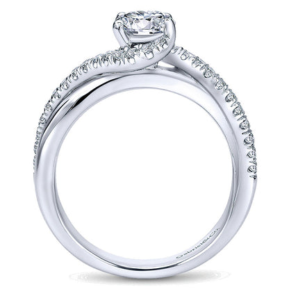 Engagement Ring 14k White Gold Diamond Bypass