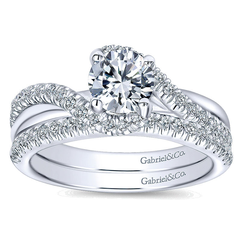 Engagement Ring 14k White Gold Diamond Bypass
