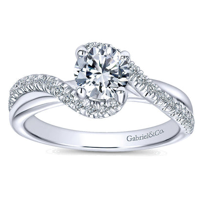 Engagement Ring 14k White Gold Diamond Bypass