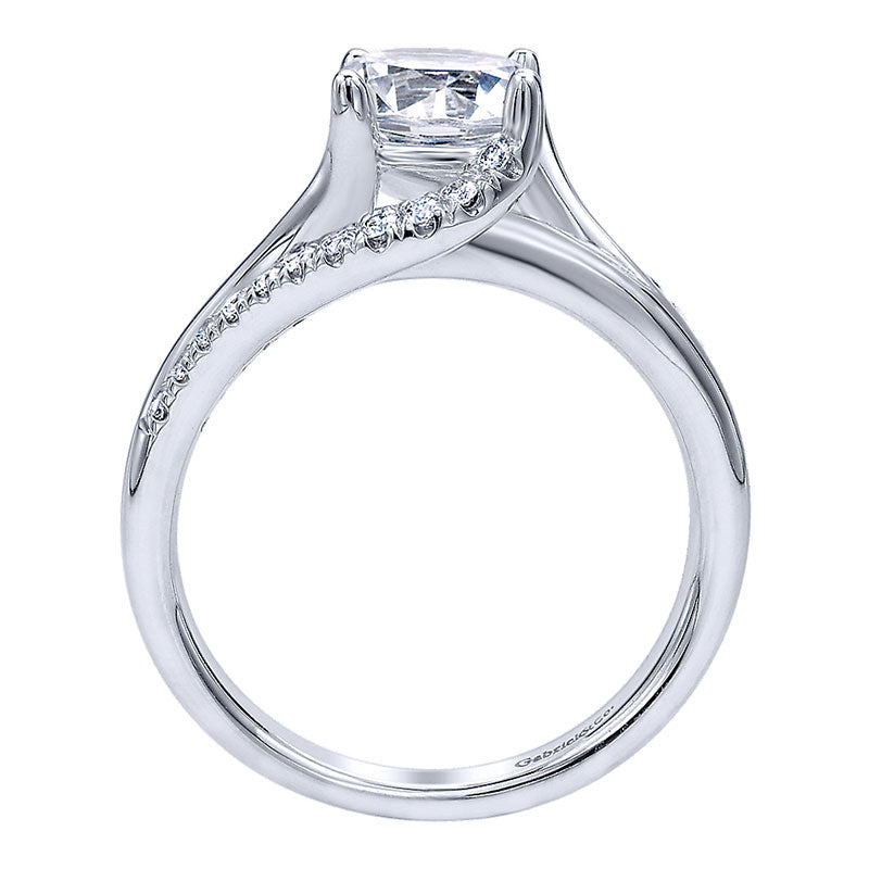 Engagement Ring 14k White Gold Diamond Bypass