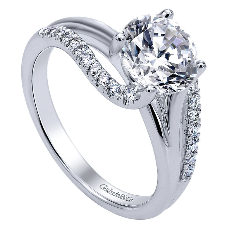 Engagement Ring 14k White Gold Diamond Bypass