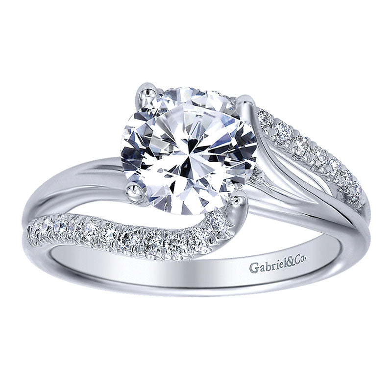 Engagement Ring 14k White Gold Diamond Bypass