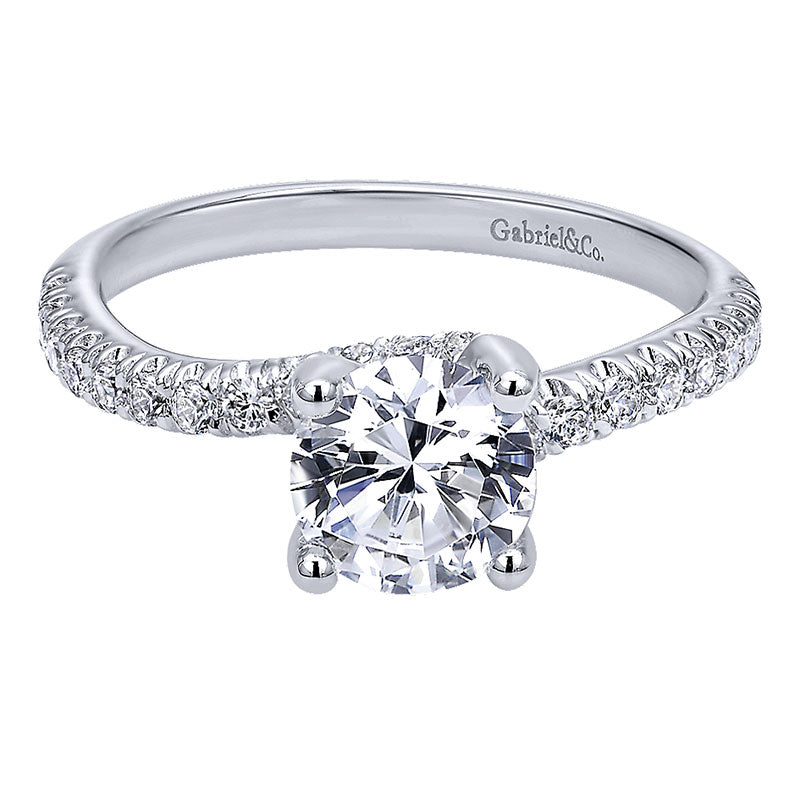 Engagement Ring 14k White Gold Diamond Bypass