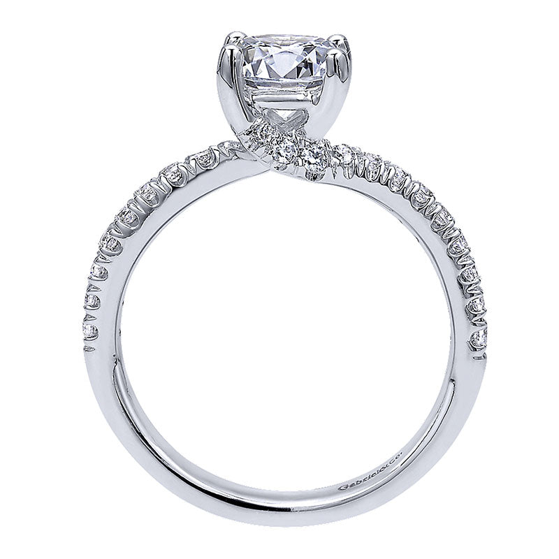 Engagement Ring 14k White Gold Diamond Bypass