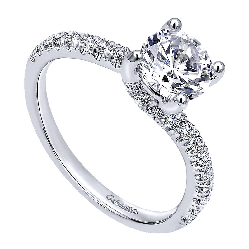 Engagement Ring 14k White Gold Diamond Bypass