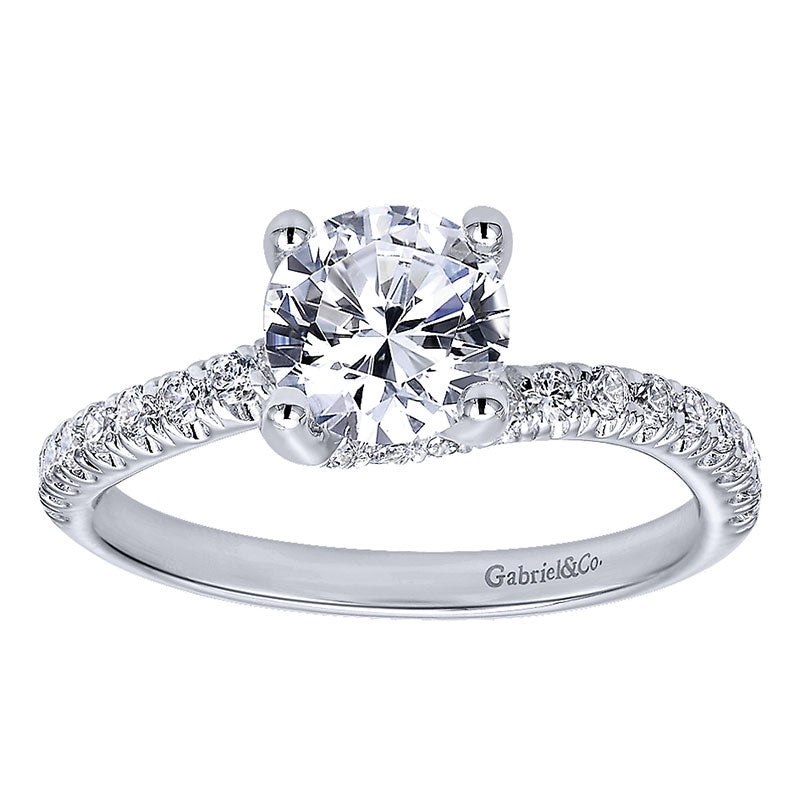 Engagement Ring 14k White Gold Diamond Bypass