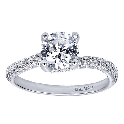 Engagement Ring 14k White Gold Diamond Bypass