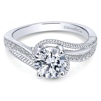 Engagement Ring 14k White Gold Diamond Bypass