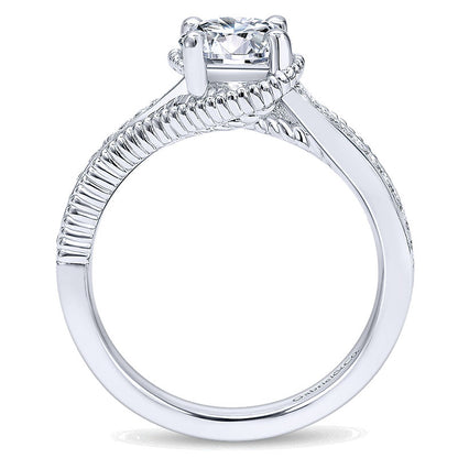 Engagement Ring 14k White Gold Diamond Bypass