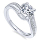 Engagement Ring 14k White Gold Diamond Bypass