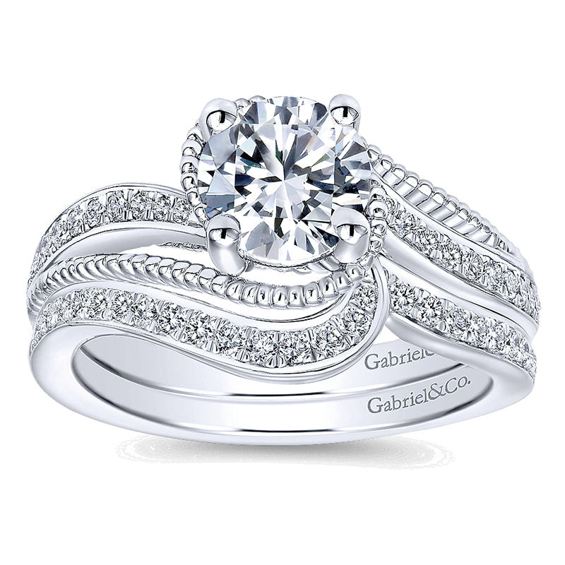 Engagement Ring 14k White Gold Diamond Bypass