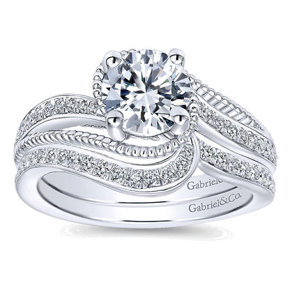 Engagement Ring 14k White Gold Diamond Bypass