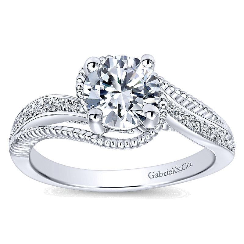 Engagement Ring 14k White Gold Diamond Bypass