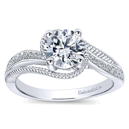 Engagement Ring 14k White Gold Diamond Bypass