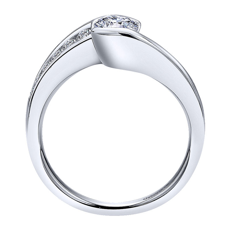 Engagement Ring 14k White Gold Diamond Bypass