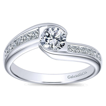 Engagement Ring 14k White Gold Diamond Bypass