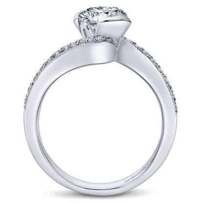 Engagement Ring 14k White Gold Diamond Bypass