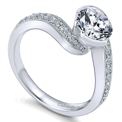 Engagement Ring 14k White Gold Diamond Bypass