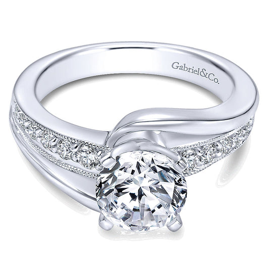 Engagement Ring 14k White Gold Diamond Bypass