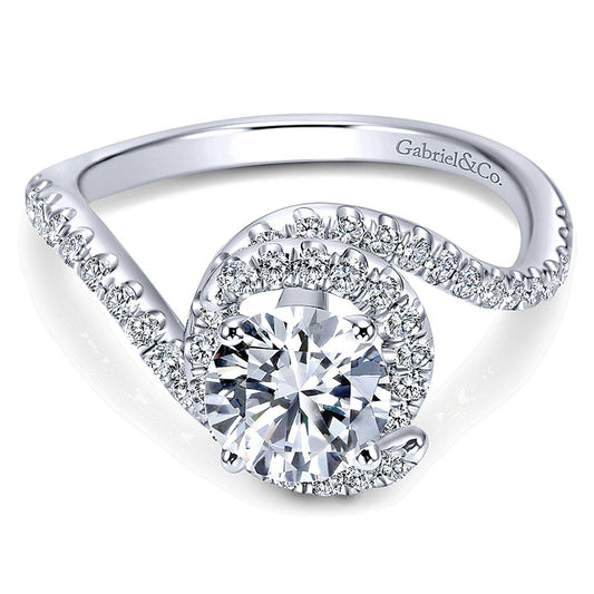 Engagement Ring 14k White Gold Diamond Bypass