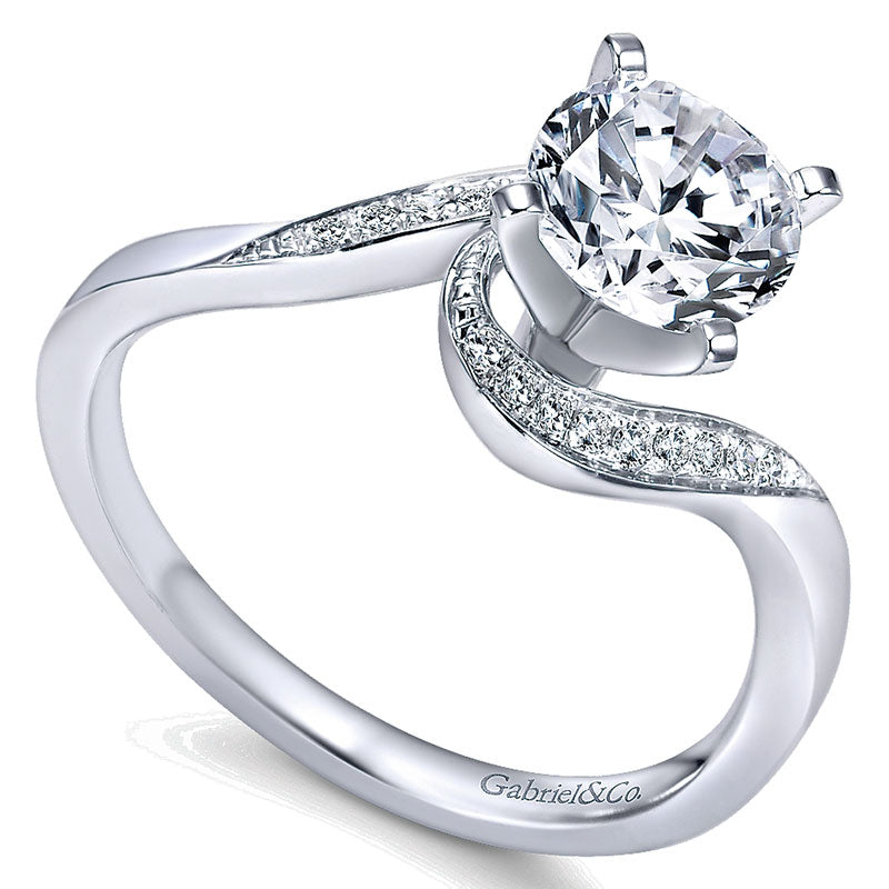 Engagement Ring 14k White Gold Diamond Bypass